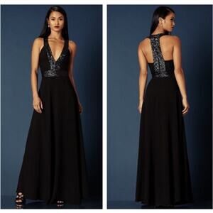 Dress The Population Delani Sequin Crepe Gown Size Small Floor Length Glam Prom
